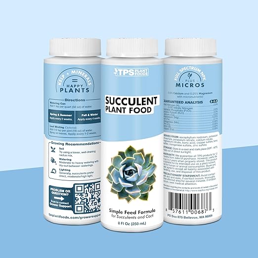 Succulent Plant Food for Succulents, Cactus, Jade and Aloe, Liquid Houseplant Fertilizer 8 oz (250mL)