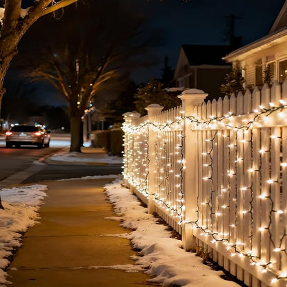 100 LED Warm White Christmas Lights, Commercial Grade Green Wire String Lights 35 Ft, for Indoor Outdoor House, Garden, Patio.