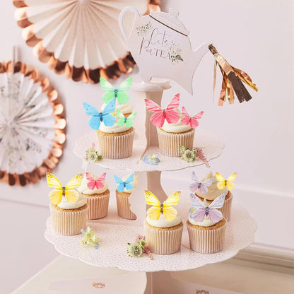 Ephlyn 72Pcs Edible Butterfly Cupcake Toppers Mixed Color Cake Picks Cute Butterfly Cake Decorations for Baby Shower theme Boys Girls Birthday Party Decorations Supplies Colorful