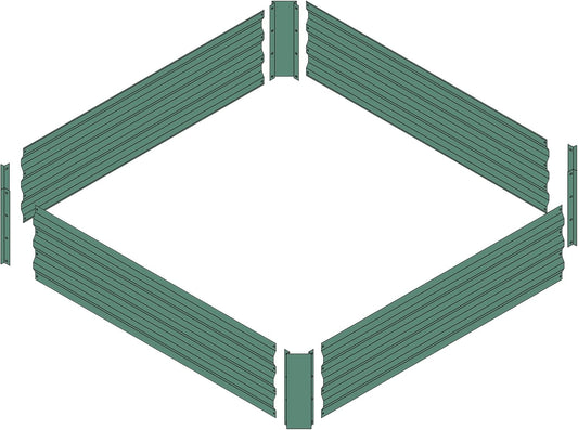 4x4x1ft Metal Raised Garden Bed Kit，Galvanized Garden Bed Box for Vegetables, Flowers, Herbs, and Succulents,120 Gallon Capacity - Green