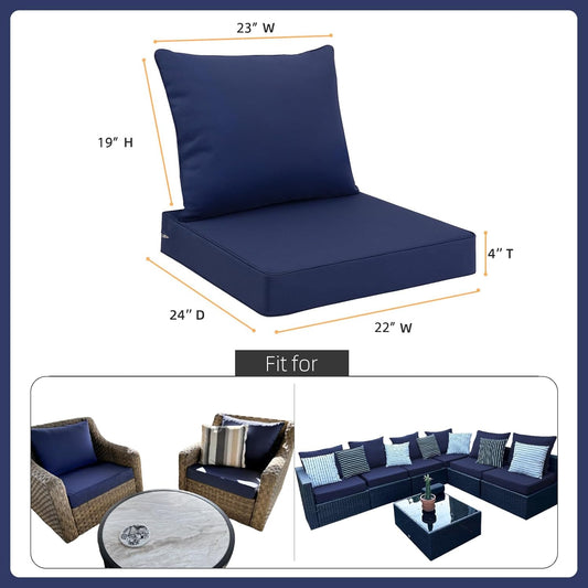 Favoyard Outdoor Seat Cushion Set 22 x 24 Inch Waterproof & Fade Resistant Patio Furniture Cushions with Removable Cover Deep Seat & Back Cushion with Handle and Adjustable Straps for Chair Sofa Couch