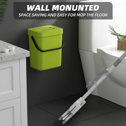 2-Pack Small Compost Bin with Lid, Hanging Kitchen for Cabinet Door, Kitchen Waste Bin, Odor-Free, Compact Recycle Bin for Kitchen, Dog Proof Trash Can, Desk Trash Can for Home Use