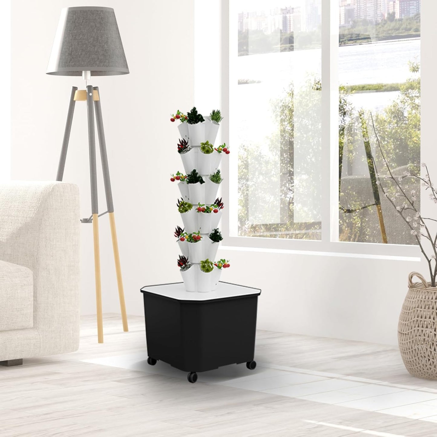 Hydroponic Tower Vertical Growing System for Seedlings, Aeroponic System with Pump, Vertical Farming Tower Indoor Plant Germination Kit (30pot)