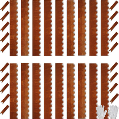 Corten Steel Landscape Edging, 40" L x 6" H, 18 GA Thickness, 18 Pack + 19 Stakes, Enhance Garden, Yard, Park, Lawn, Plants & Vegetables w/Long-Lasting Rust-Finish Cor-Ten Edging