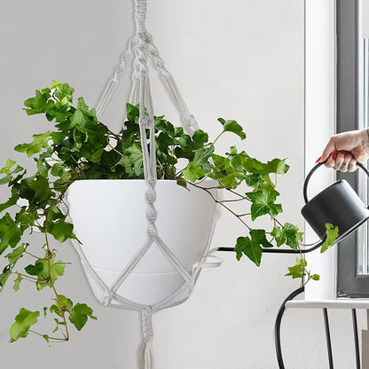 10 inch Self Watering Planters, 2 Pack Large Plastic Plant Pots with Deep Reservior and High Drainage Holes for Indoor Outdoor Plants and Flowers, White