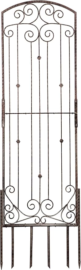 H Potter Premium 8-Foot Iron Garden Trellis - Heavy Duty Plant Support for Climbing Vines & Privacy Screen