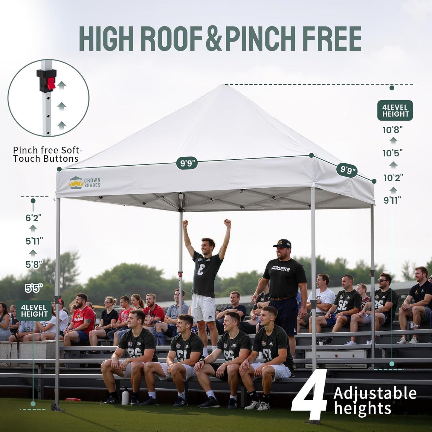 CROWN SHADES 10x10 Heavy Duty Canopy - Premium Pop Up Canopy Tent - Extra Sun Shade Protection with 400D Strength Oxford Fabric - Great for Trade Shows, Events, Tailgates & Commercial Use, White