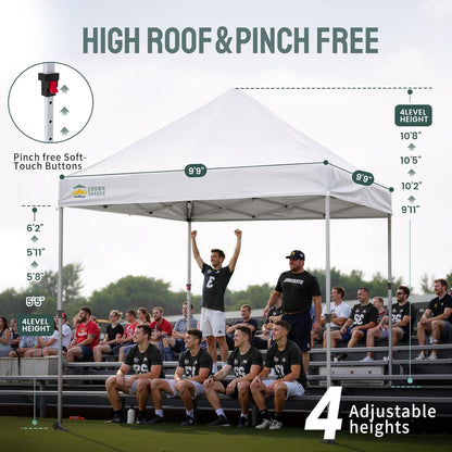 CROWN SHADES 10x10 Heavy Duty Canopy - Premium Pop Up Canopy Tent - Extra Sun Shade Protection with 400D Strength Oxford Fabric - Great for Trade Shows, Events, Tailgates & Commercial Use, White