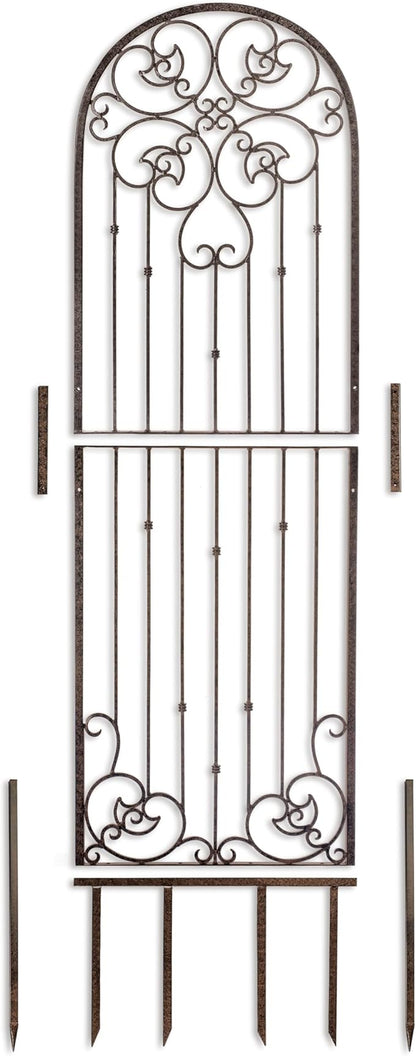 H Potter 8 Foot Tall Garden Trellis Wrought Iron Heavy Scroll Metal Decoration Lawn Patio and Wall Decor Screen for Rose Clematis Ivy Weather Resistant Patio Deck Wall Art X Large
