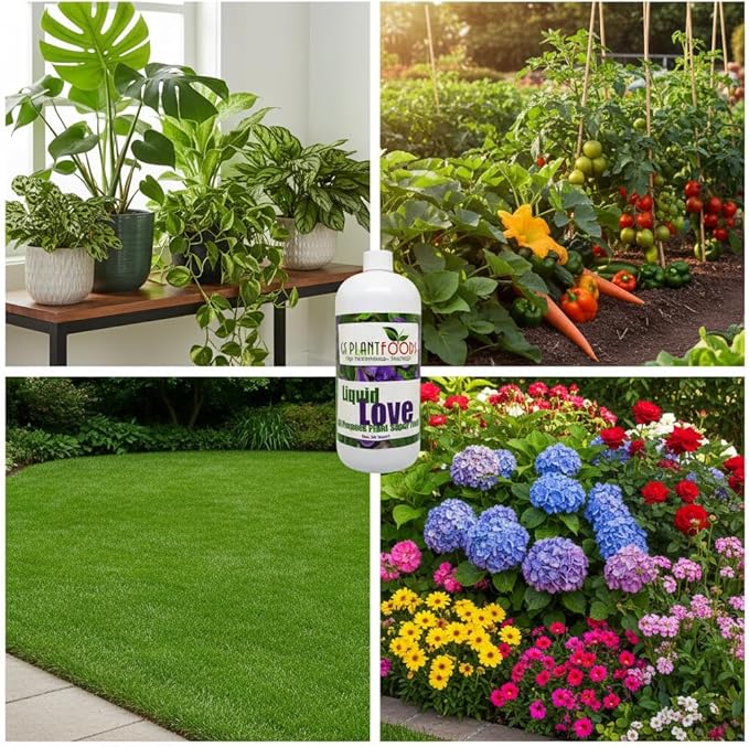 Liquid Love - All Purpose Liquid Fertilizer by GS Plant Foods (32 oz) - Natural Fertilizer for Vegetables, Herb Gardens, House Plants, Fruit Trees, Lawns & Shrubs
