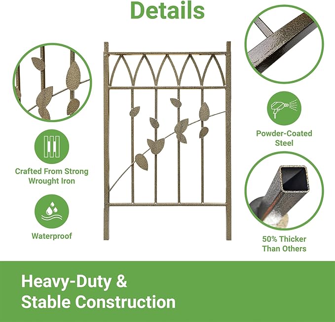 Metal Garden Arbor, 104.3” Tall Wrought Iron Archway for Climbing Plants & Flowers, British-Style Garden Trellis (Black)