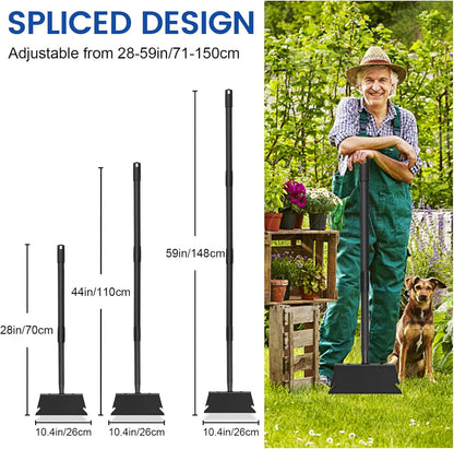 Garden Shovel, Floor Scraper, Ice Scraper, 59 Inch Adjustable Heavy Duty Snow Scraper Long Handle, Garden Flat Shovel for Lawn Edging Weeding Digging Snow Removal and Ice Scraping