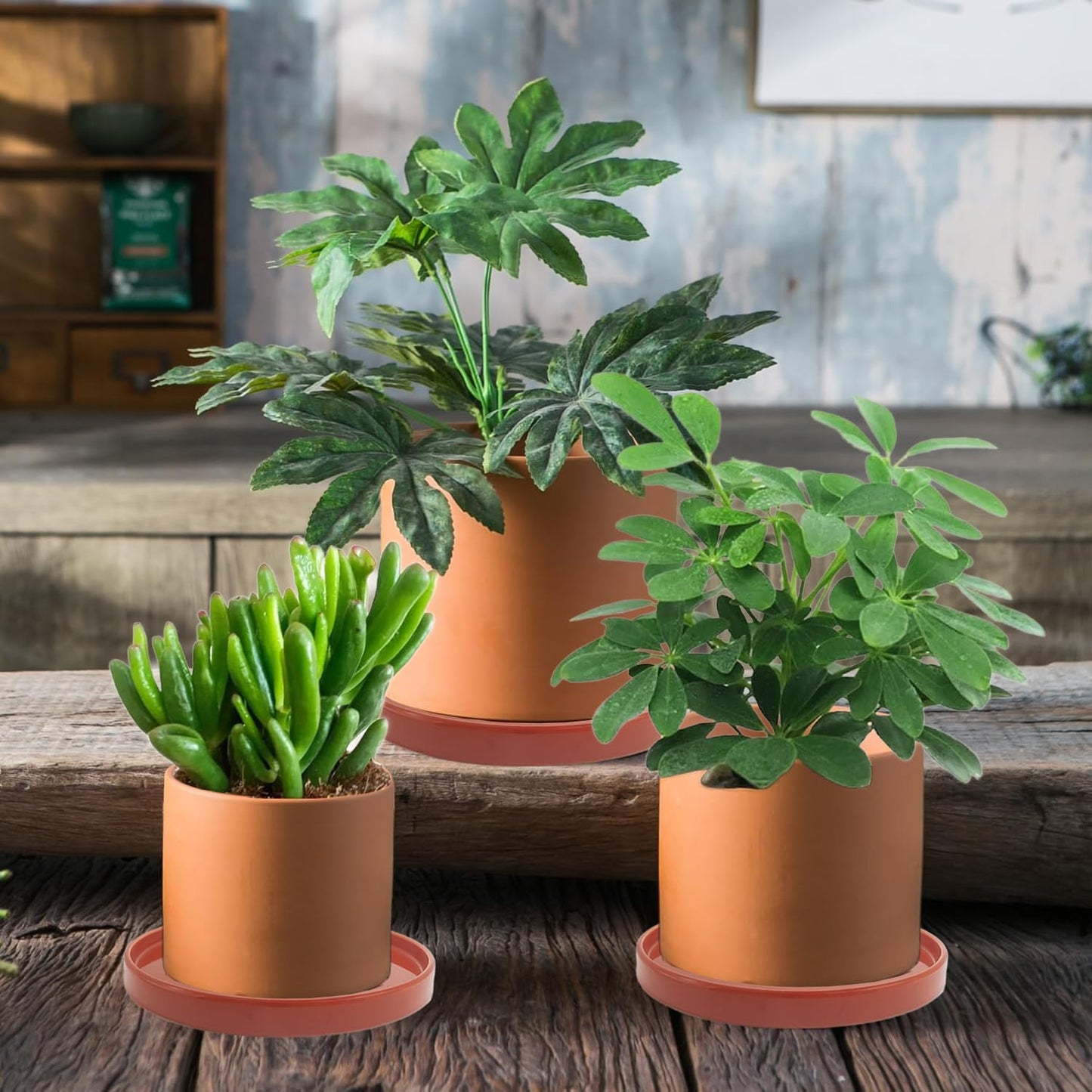 2 Pack Ceramic Plant Saucer Pot Tray 8.5 Inch, Planter Saucers 6 7 8 9 10 11 12 15 Inch, Durable Sturdy Flower Drainage drip Water Tray for Glazed Pots Base (8.5 Inch- Red Terracotta)