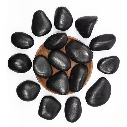 20 lbs Black River Rocks - Large Polished Black Pebbles for Plants & Garden Decorative Stones，2-3" Polished Pebbles for Landscaping, Fish Tanks, Flower Pots, Water Fountains