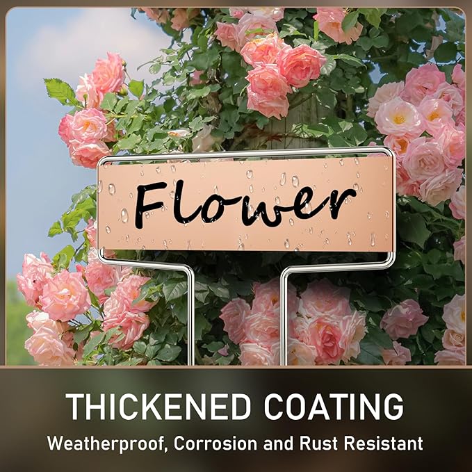 25PCS Copper Metal Plant Tags Plant Labels with 50Pcs Labels, Rainproof PET Film & 2 Permanent Pen, 6.1 inch Weatherproof Banner Garden Markers, Marking Protection Seedling Signs Nursery Tags