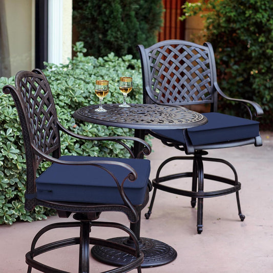 LVTXIII Patio Chair Cushions 19"x19"x3", Water-Repellent Outdoor Seat Cushions for Patio Furniture, Square Chair Pads with Ties for Home Garden Decoration, Set of 2, Navy Blue