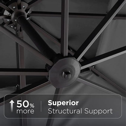 9' X 12' Cantilever Patio Umbrella 360°Rotation Rectangular Outdoor Large Offset Umbrellas Double Top Heavy Duty Windproof for Garden Deck Pool Backyard, Grey