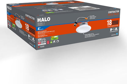 HALO LTE 4 Inch Indoor/Outdoor Recessed LED Trim Can Light, 3000K - Contractor Value Pack (18-Pack) - LTE46930-18PK