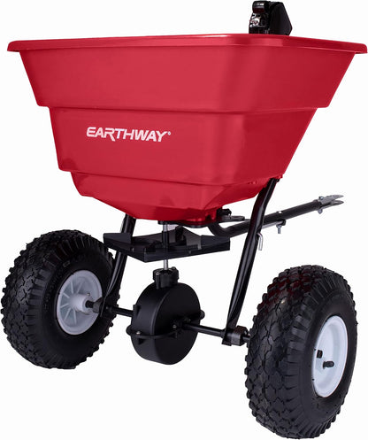 EarthWay Products 2050TP 80lb Towable Broadcast Spreader - Pull Behind Spreader, ATV Spreader for Lawn Mower - Adjustable Fertilizer and Seed Spreader with Easy Flow, Durable Frame