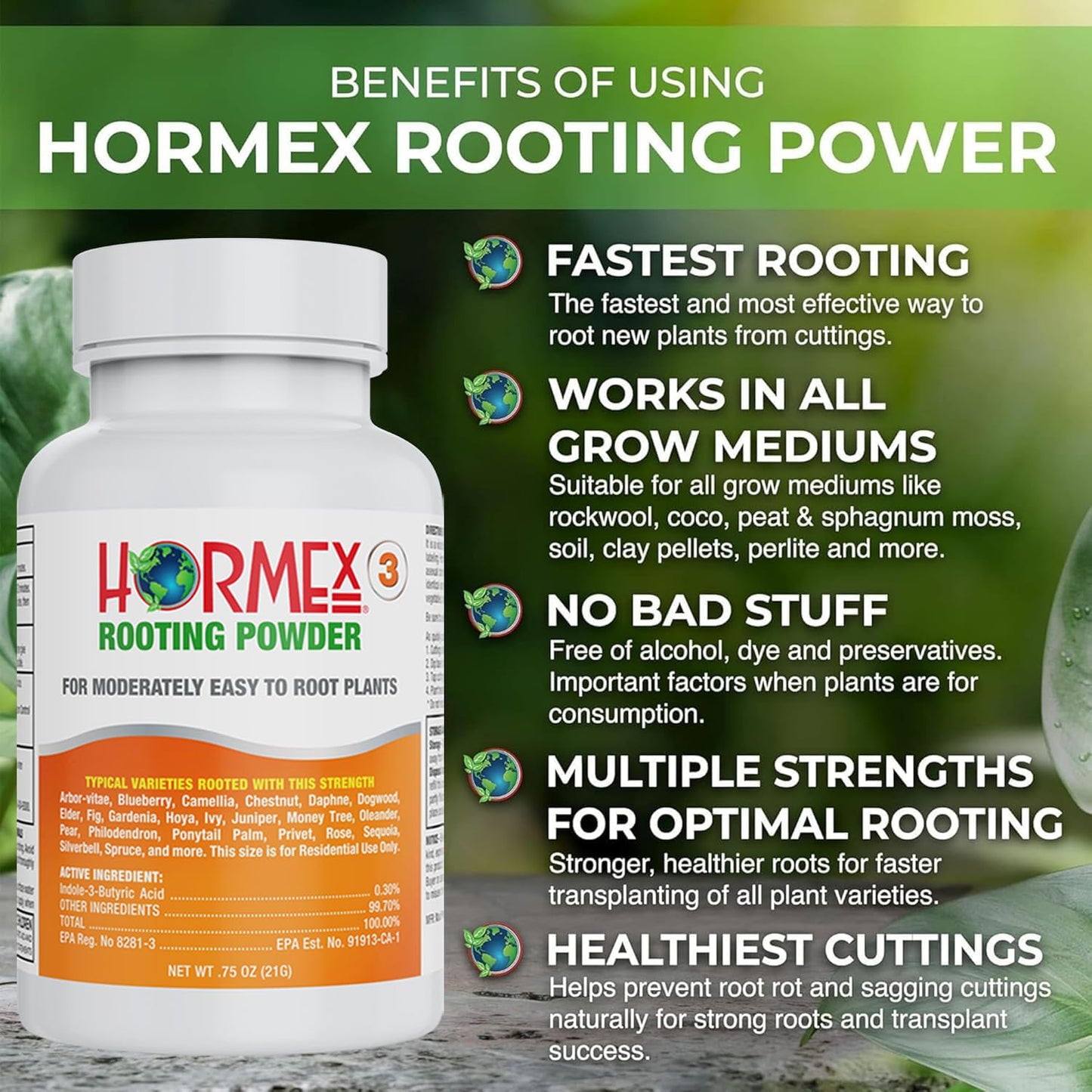 Hormex Rooting Powder #3 & Rooting Cubes Combo - Rooting Hormone for Semi-Softwood Cuttings & Organic Peat Moss Coco Plugs - Fast, Healthy Root Growth for Propagation, Hydroponics, & Seed Starting