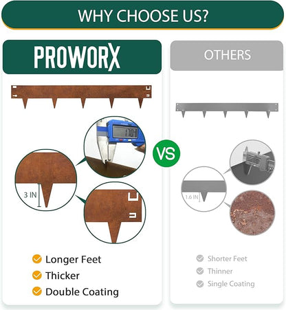 Corten Steel Rust Landscape Edging Border, 5 Pack 42”L x 7”H Weather Resistant Bendable Metal Garden Lawn Edging for Landscaping, Yard Pathway (16.5 Ft Total)