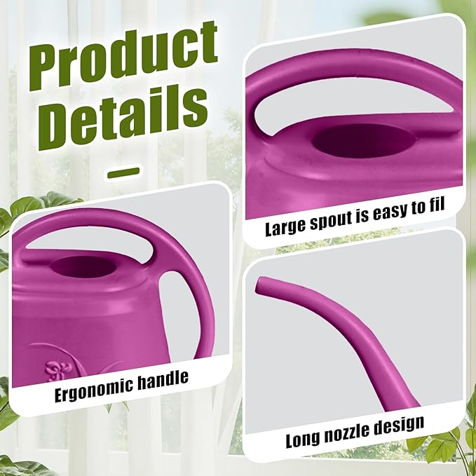 Plastic Watering Can - Rose Red - 1 Gallon