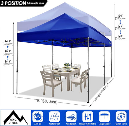 COBIZI 10x20 Canopy with Sidewalls, Heavy Duty Party Tent Pop up carpas para Fiestas, Tents for Parties, Wedding, Outdoor Ez up Foldable Portable Canopy Tent with Wheeled Bag, Navy Blue Upgrade