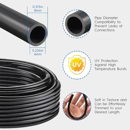 360° Automatic Drip Irrigation Kit - 5/16'' Tubing, Adjustable Universal Spray Nozzle, Copper Atomizing System for Garden/Lawn/Greenhouse - Multi-Directional Rotation, Quick Connectors, 49FT