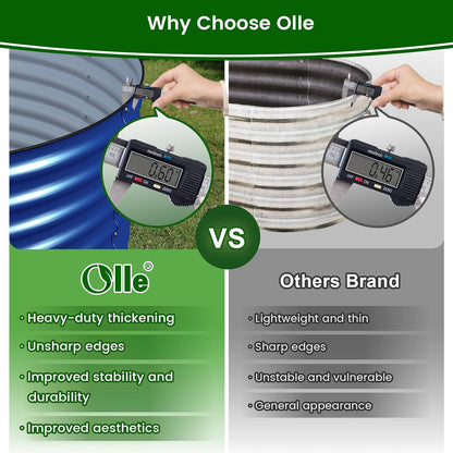 Olle 32" Tall, Galvanized Raised Garden Bed for Flower Round Galvanized Planter Raised Bed Metal Raised Planter Bed, Urban Vegetable Garden Planters, Cobalt Blue