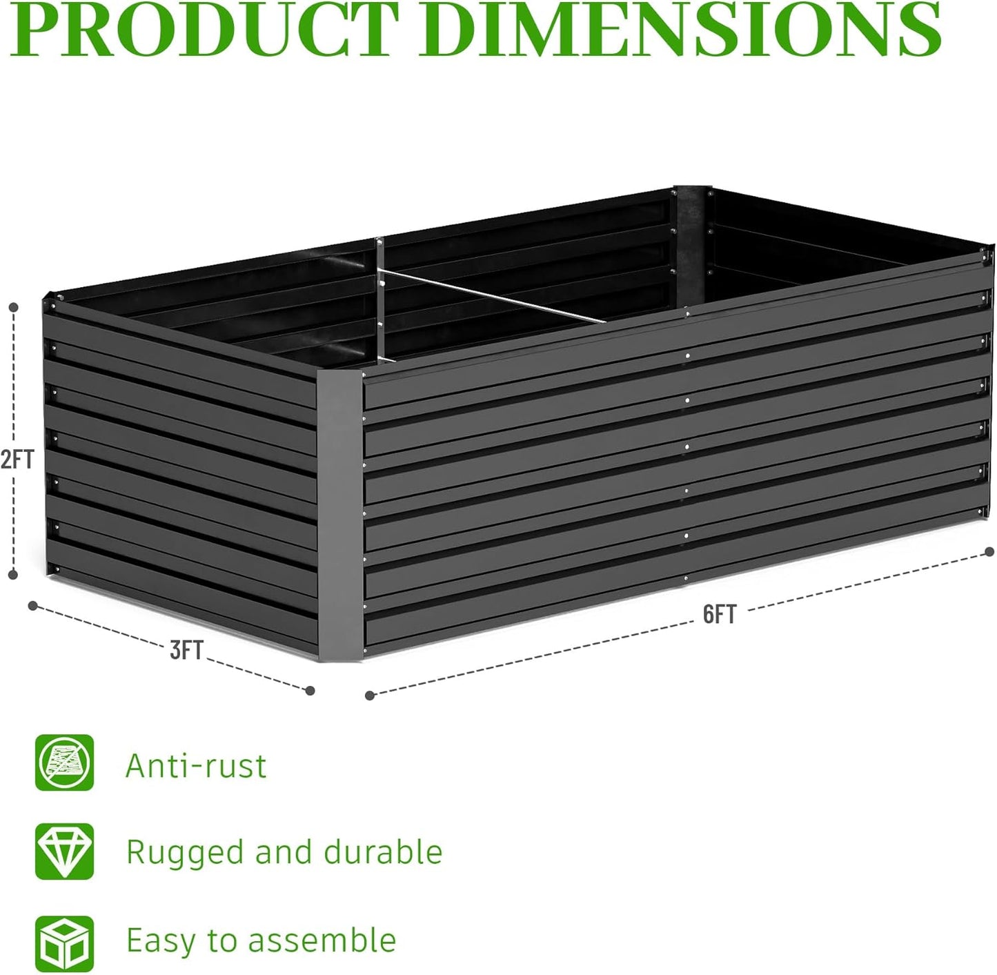 6x3x2 ft Raised Garden Bed, Large Metal Planter Raised Beds, Planters for Outdoor Plants for Vegetables, Flowers, Herbs, Fruits, and Succulents.(4 Pcs)