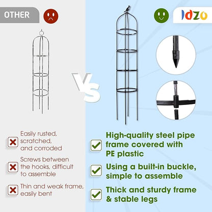 Idzo Plastic Obelisk Trellis for Climbing Plants Outdoor 5.8 Feet Tall, 70in Garden Trellis for Garden Outdoor Potted Plant Support, 1pc, Obelisk Trellises _ Plastic Coated