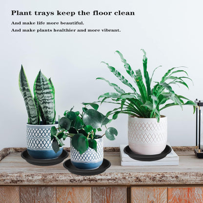 5 Pack of 14 inch Plant Saucer Plant Tray, Plastic Plant Saucer 14 inch, Heavy Duty Plant Tray for Pots, Plant Saucers for Indoors Planter, Garden Water Plate Bowls for Gallon Grow Bags (Black)