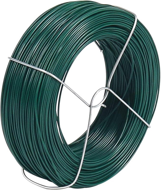 328 Feet Plant Twist Tie Plastic Coated Soft Garden Metal Wire 1mm Thin for Gardening, Home, Office (Green)