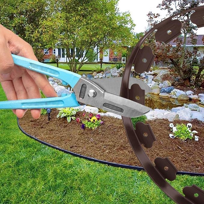 Landscape Edging 40ft Length No Digging Garden Edging Kit Include 36 Spikes, Premium Yard Edging Fence with One Spike per Feet, Brown