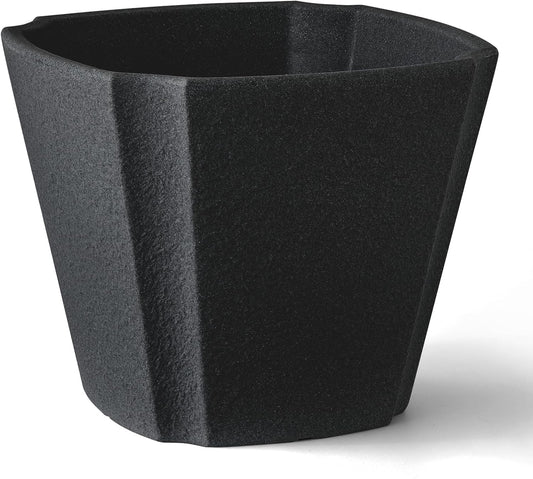 ARBORA 16" Monaco Square Polyresin Indoor and Outdoor Planter with Classic Black Finish - Durable, Weatherproof, Lightweight, Large Plant Pot for Patio, Garden, Deck, Entryway