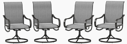 PHI VILLA Patio Swivel Dining Chairs Set of 4, Outdoor Chair with Textilene Mesh Fabric & Black Metal Frame for All Weather Outdoor Lawn Garden Poolside (Gray)