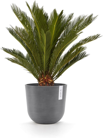 Ecopots Oslo Durable Modern Round Indoor/Outdoor Recycled-Based Composite Flower Pot Planter, Grey, 10"