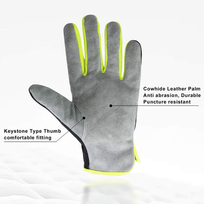 HLDD HANDLANDY 2 Pairs Leather Gardening Gloves for Men, Utility Work Gloves for Gardening, Yardwork, Construction, Mechanics, Great Garden Gifts for Men Women