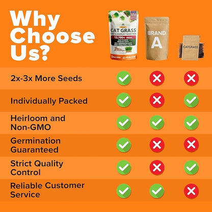 HOME GROWN 𝗨𝗦𝗔 𝗣𝗥𝗘𝗠𝗜𝗨𝗠 1 Pound Cat Grass Seeds for Cat & Kittens Oat & Barley Mix 100% 𝗡𝗢𝗡-𝗚𝗠𝗢 Heirloom, Grow Fresh Kitty Grass for Chewing, Pet Grass for Cats Indoor Garden