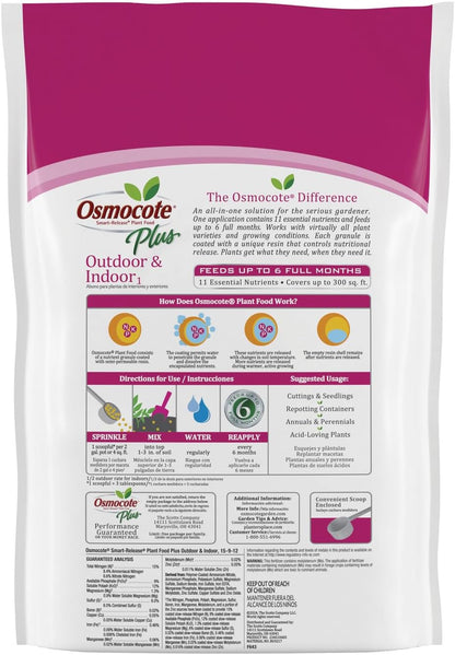 Osmocote Smart-Release Plant Food Plus Outdoor & Indoor₁, Granular Fertilizer with 11 Essential Nutrients, 8 lbs.