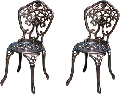Outdoor Dining Chair Cast Aluminum Patio Chairs Set of 2 All-Weather Patio Dining Chair with Adjustable Feet for Backyard Garden (Orchid Chair)