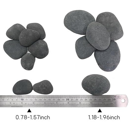 20LB Black Stones Pebbles River Rocks, Natural Beach Pebbles, 0.8-1.5" Decorative Rocks- Ideal for Garden Landscaping, Home Decor, Aquariums, Painting, Crafting and Gifts, Black Colors