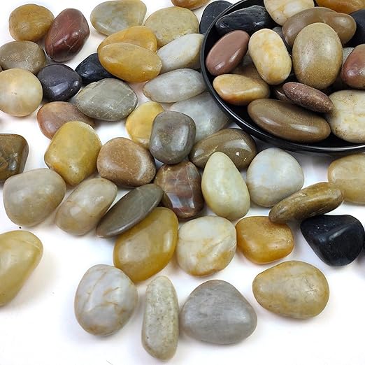 20LB High Polished Colorful River Rocks,1-2.2 Inch Mixed Colorful Pebbles for Garden Landscaping, Decorative Stones for Fish Tank, Vase Filling, Outdoor Decorative River Rocks