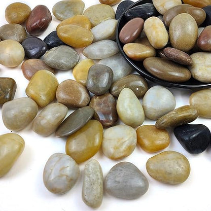 10LB High Polished Colorful River Rocks,1-2.2 Inch Mixed Color Pebbles for Garden Landscaping, Decorative River Rocks for Fish Tank, Aquarium, Vase Filling, Outdoor Decorative River Rocks