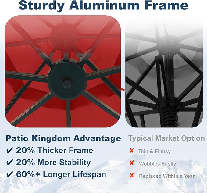 12FT Cantilever Umbrella with Base Large Curvy Outdoor Aluminum Offset Umbrella w/ 360° Rotation, UV Resistant Canopy for Patio, Garden, Backyard, Red