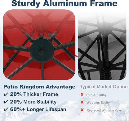 12FT Cantilever Umbrella with Base Large Curvy Outdoor Aluminum Offset Umbrella w/ 360° Rotation, UV Resistant Canopy for Patio, Garden, Backyard, Red