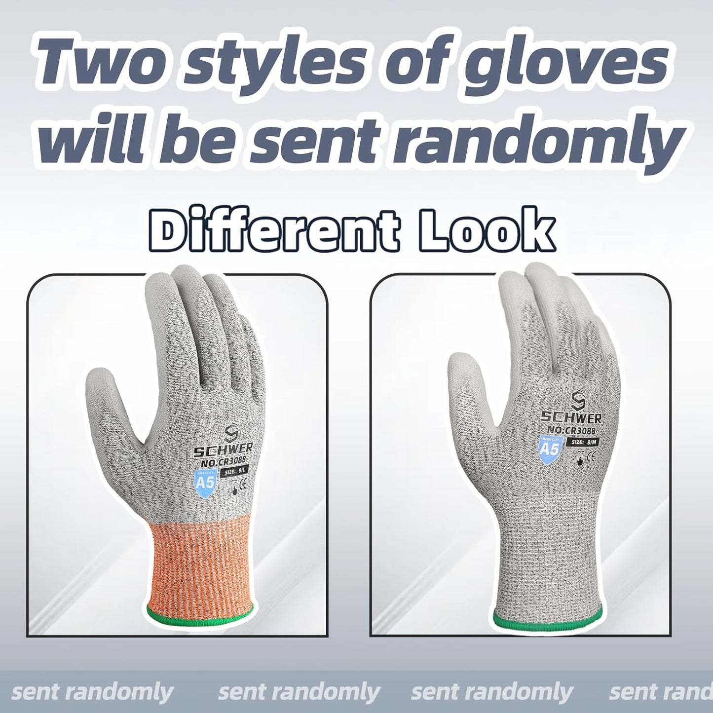 Schwer 12 Pairs ANSI A5 Cut Resistant Work Gloves, Cut Proof Gloves with PU Coating, Used for Metal Fabrication, WoodWorking, Construction, Non Slip, Durable, L, CR3088