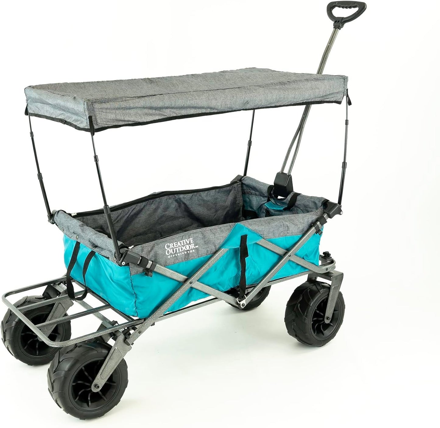 Creative Outdoor Push Pull Stroller Wagon, Beach Hauler XXL with Canopy, Collapsible and Portable Heavy Duty Folding Cart, Supports up to 200lbs Weight Capacity, Giant 10" Wheels