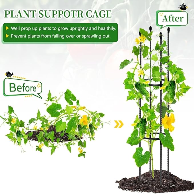 Tomato Cages for Garden Sturdy Metal Plant Stakes SupKing 2 Pack 47 Inch Tall Adjustable Heavy Duty Plant Support Cage Trellis for Outdoor Climbing Rose Vegetables Plants Flowers Comes 20 Twist Ties