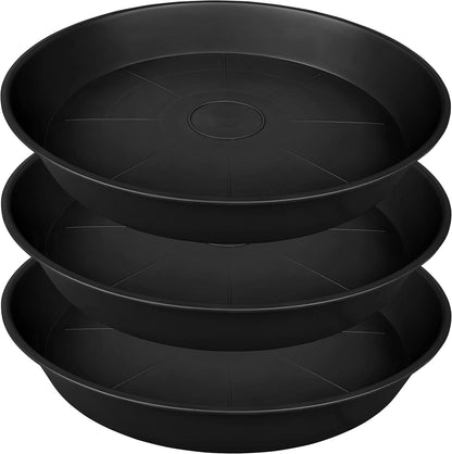 3 Pack of 20 22 inch Plant Saucer (19.2 Inch Base), 3.6" Depth Tray, Bath Baths Bowl for Garden, Large Deep Plastic Plant Trays for Indoors Outdoor, Tray for Planter 19-23" (22", Black)